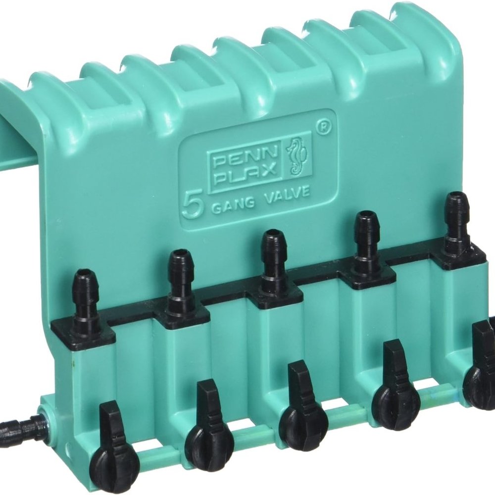 New Penn-Plax Lok Tite Plastic 5-Way Air Control Gang Valve Aquarium Pump Access